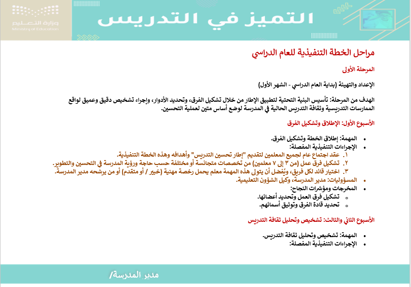 خطة التميز في التدريس + ورش العمل 