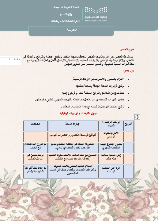 سجل الموجه/ة الطلابي/ة + سجل توثيق شواهد الأداء الوظيفي للموجهة الطلابية